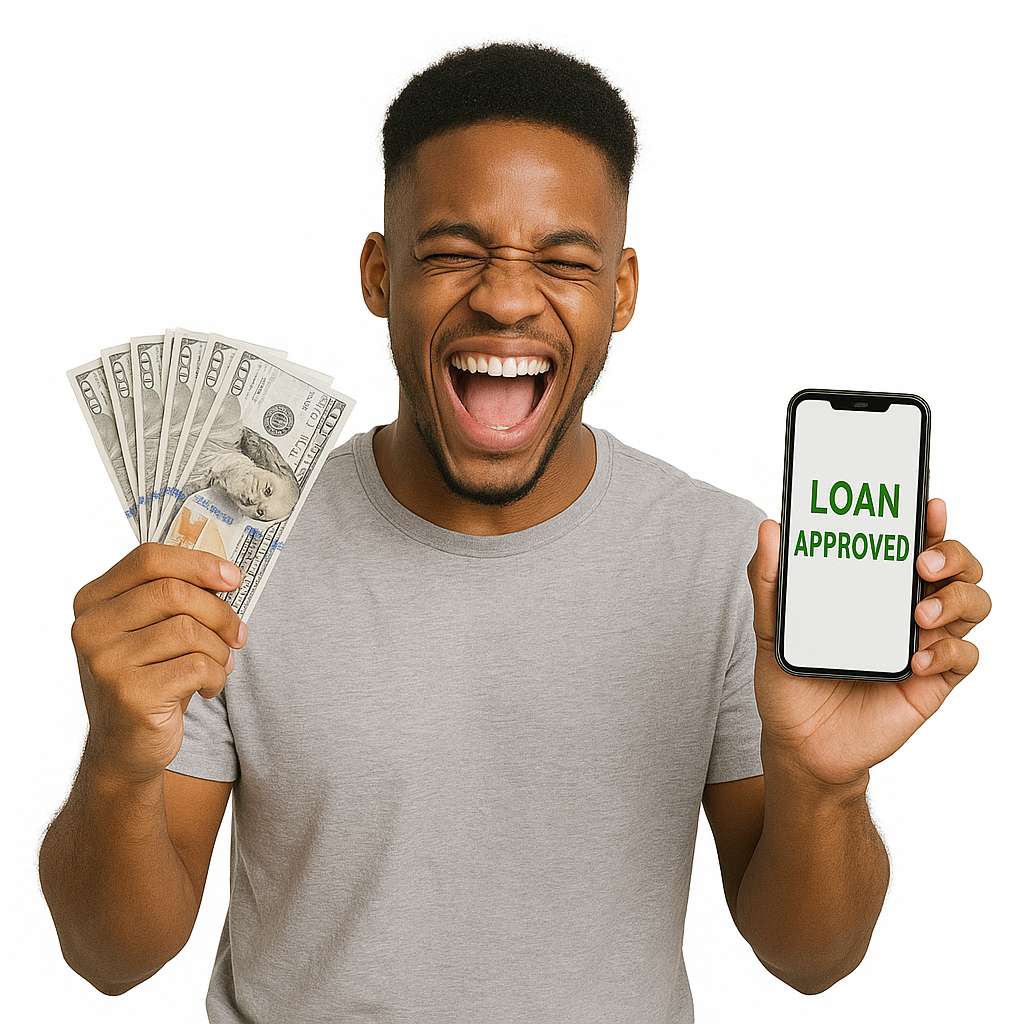 Smiling woman with loan paperwork